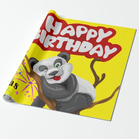 Happy Birthday Wrapping Paper Panda Bär Geschenkpapier (Ungerollt)
