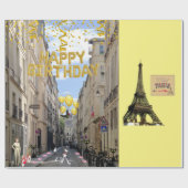 Happy Birthday Wrapping Paper Paris Frankreich Geschenkpapier (Flach)