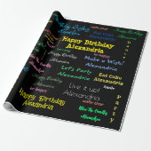 Happy Birthday Wrapping Paper Personalisiert Name Geschenkpapier (Ungerollt)