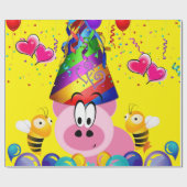 Happy Birthday Wrapping Paper Pig Hummel Geschenkpapier (Flach)