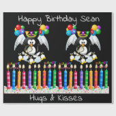 Happy Birthday Wrapping Paper Pinguin Geschenkpapier (Flach)