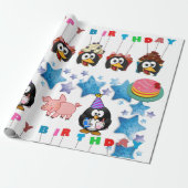 Happy Birthday Wrapping Paper Pinguin Schweine Geschenkpapier (Ungerollt)