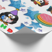 Happy Birthday Wrapping Paper Pinguin Schweine Geschenkpapier (Ecke)