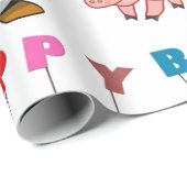 Happy Birthday Wrapping Paper Pinguin Schweine Geschenkpapier (Rolleneckpunkt)