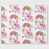 Happy Birthday Wrapping Paper Pink Pigs Geschenkpapier (Flach)