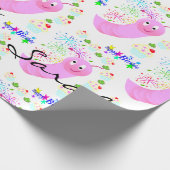 Happy Birthday Wrapping Paper Pink Worm Cupcakes Geschenkpapier (Ecke)