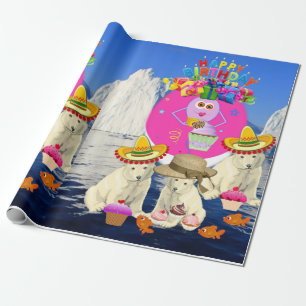 Happy Birthday Wrapping Paper Polar Bear Geschenkpapier