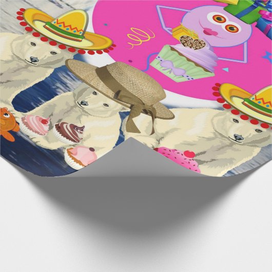 Happy Birthday Wrapping Paper Polar Bear Geschenkpapier (Ecke)