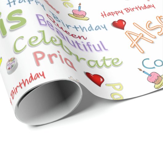 Happy Birthday Wrapping Paper Pria Geschenkpapier (Rolleneckpunkt)