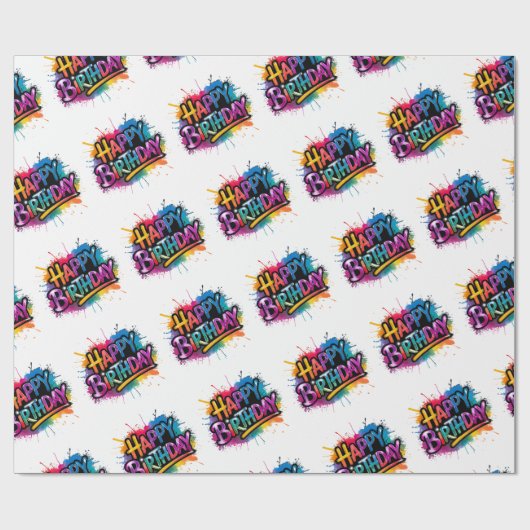 Happy Birthday Wrapping Paper printable Geschenkpapier (Flach)