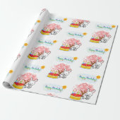 Happy Birthday Wrapping Paper Rabbit Cake Geschenkpapier (Ungerollt)