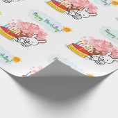 Happy Birthday Wrapping Paper Rabbit Cake Geschenkpapier (Ecke)