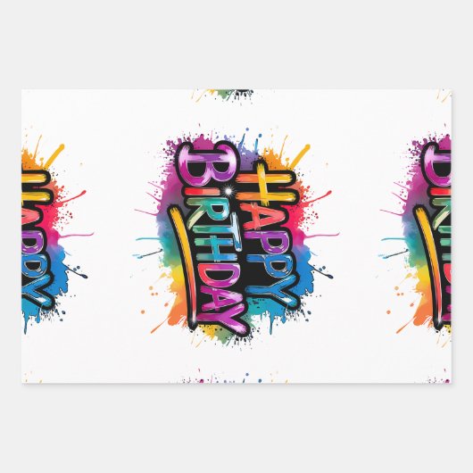 Happy Birthday Wrapping Paper Sheets Set Geschenkpapier Set (Vorderseite)