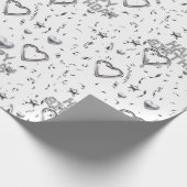 Happy Birthday Wrapping Paper Silver Hearts Geschenkpapier (Ecke)