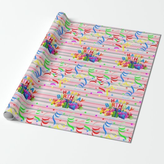 Happy Birthday Wrapping Paper Strip Geschenkpapier (Ungerollt)