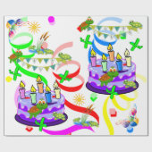 Happy Birthday Wrapping Paper Turtles Geschenkpapier (Flach)