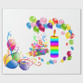 Happy Birthday Wrapping Papier Kerzen Balloons Geschenkpapier (Flach)