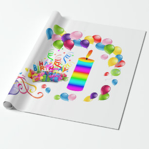 Happy Birthday Wrapping Papier Kerzen Balloons Geschenkpapier