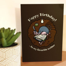 Happy Birthday Writer Niedlich Mole Writing Book