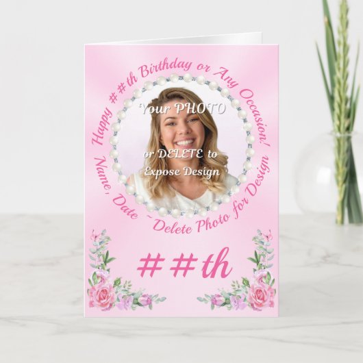 Happy Birthday Wünsche mit Foto Upload und Name, Karte (Vorderseite)