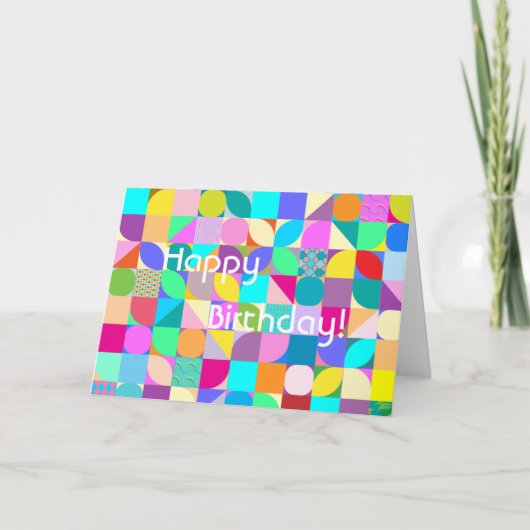 Happy Birthday wünscht Geometric Modern Art Card Karte (Vorderseite)