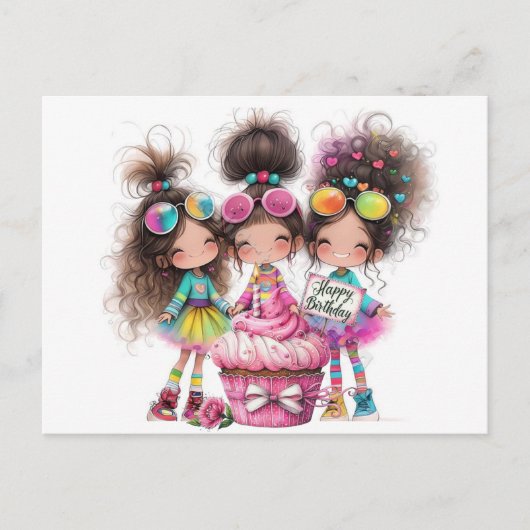 Happy Birthday wünscht Postkarte (Vorderseite)