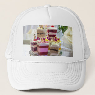 Happy Birthday wünscht Slice Cakes Printed White Truckerkappe