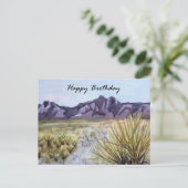 Happy Birthday Wüste Cactus Mountains Wassercolor Postkarte (Stehend Vorderseite)