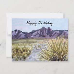 Happy Birthday Wüste Cactus Mountains Wassercolor Postkarte