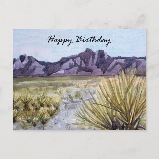 Happy Birthday Wüste Cactus Mountains Wassercolor Postkarte (Vorderseite)