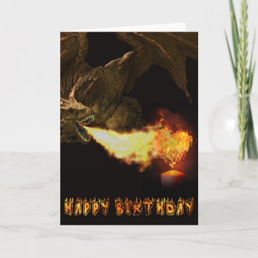 Happy Birthday Wyvern Dragon Lover Feuer Karte (Vorderseite)