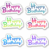 Happy Birthday x6 Custom-Cut Vinyl Sticker (Vorderseite)