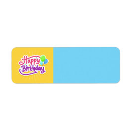Happy Birthday Yellow and Blue Modern Label