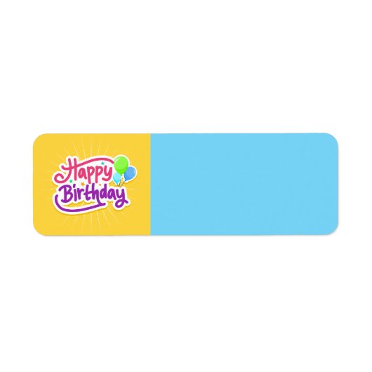 Happy Birthday Yellow and Blue Modern Label (Vorne)