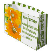 Happy Birthday Yellow Daises with Birthday Wunsche Große Geschenktüte (Rückseite Schrägansicht)