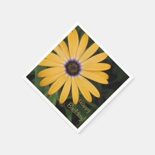 Happy Birthday Yellow Daisy Serviette (Ecke)