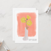 Happy Birthday Yellow Florals Brush Stroke Karte (Vorderseite/Rückseite Beispiel)