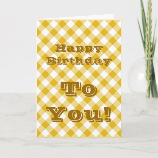 Happy Birthday Yellow Gingham Cards Karte (Vorderseite)
