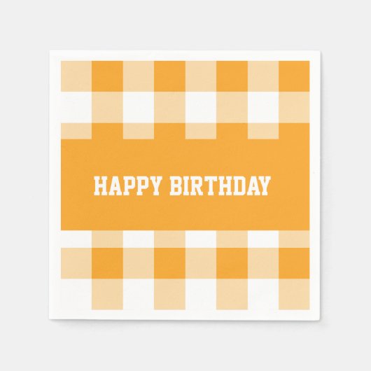 Happy Birthday Yellow Gingham Serviette (Vorderseite)
