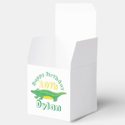 Happy Birthday Yellow Green Alligator Crocodile Geschenkschachtel (Geöffnet)