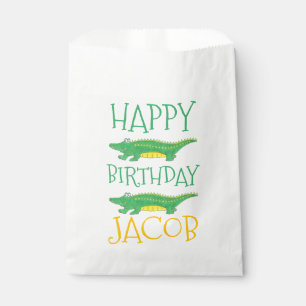 Happy Birthday Yellow Green Alligator Crocodile Geschenktütchen