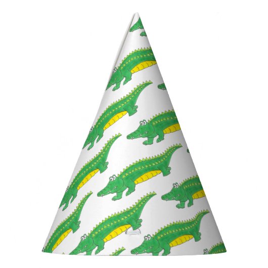 Happy Birthday Yellow Green Alligator Crocodile Partyhütchen (Links)