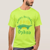 Happy Birthday Yellow Green Alligator Crocodile T-Shirt (Vorderseite)