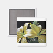 Happy Birthday Yellow Lily Floral Design Magnet (Vorderseite/Rückseite)