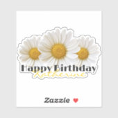 Happy Birthday Yellow Name White Daisies Aufkleber (Blatt)