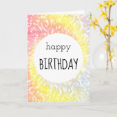 Happy Birthday Yellow Orange Gefärbte Krawatte Hip Karte (Gelbe Blume)