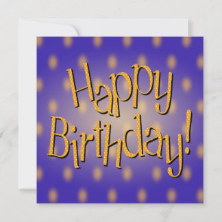Happy Birthday Yellow Polka Dot Text Blue Bkgrd Einladung