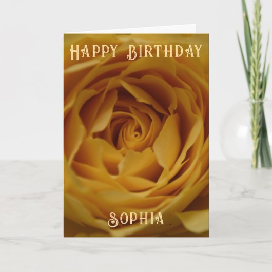 Happy Birthday Yellow Rose Personalizable Card Karte (Vorderseite)