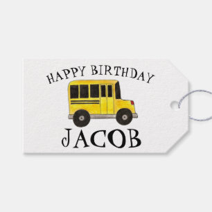 Happy Birthday Yellow School Buslehrer Bildung Geschenkanhänger