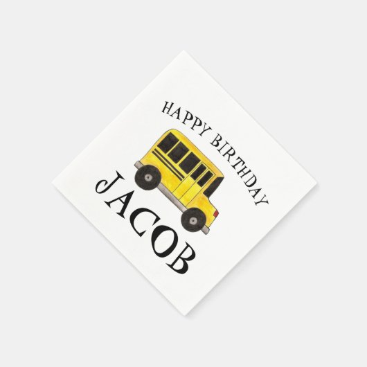 Happy Birthday Yellow School Buslehrer Bildung Serviette (Ecke)